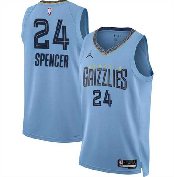 Mens Memphis Grizzlies #24 Cam Spencer Blue 2024 Draft Statement Edition Stitched Jersey Dzhi->memphis grizzlies->NBA Jersey